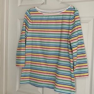 Stretch tee, three-quarter sleeve, multi color stripes, size Mp